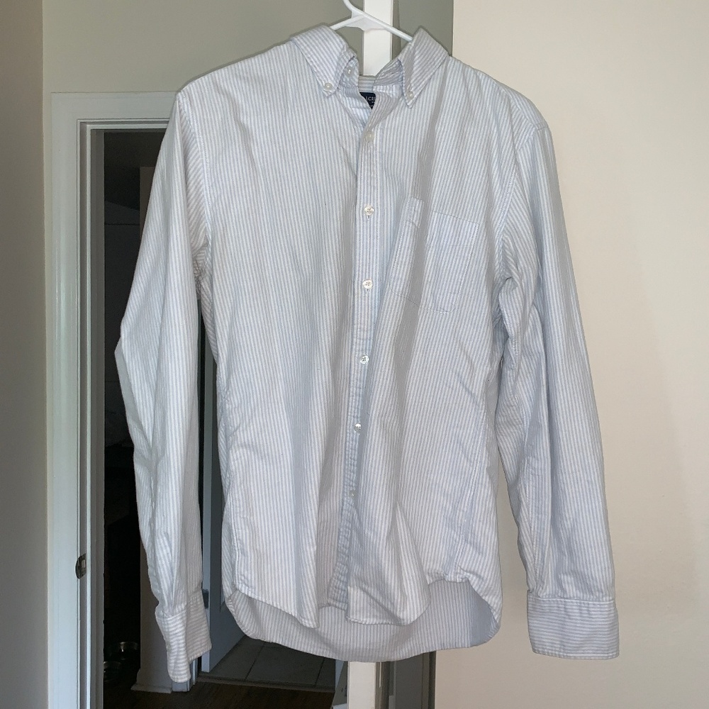 J. Crew blue and white oxford buttondown shirt